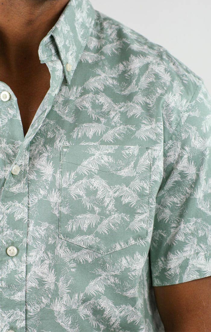 Green Leaf Short Sleeve Oxford Shirt