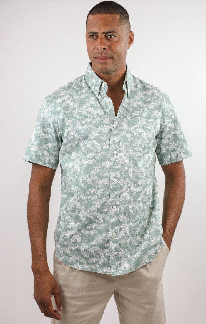 Green Leaf Short Sleeve Oxford Shirt