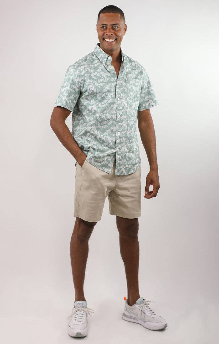 Green Leaf Short Sleeve Oxford Shirt