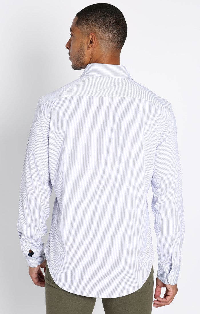 Navy Striped Warp Knit Bamboo Shirt