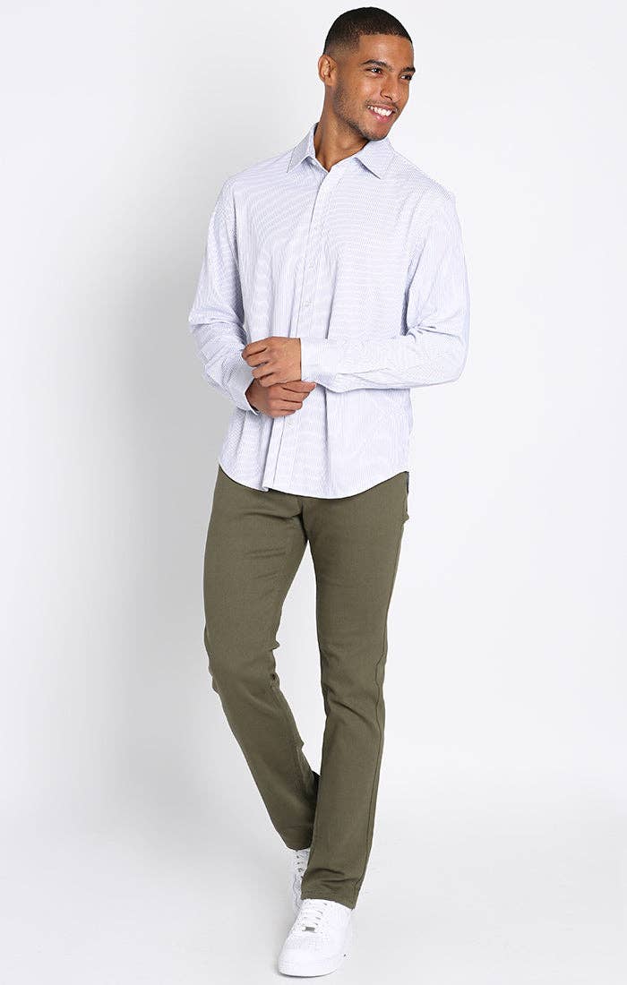 Navy Striped Warp Knit Bamboo Shirt