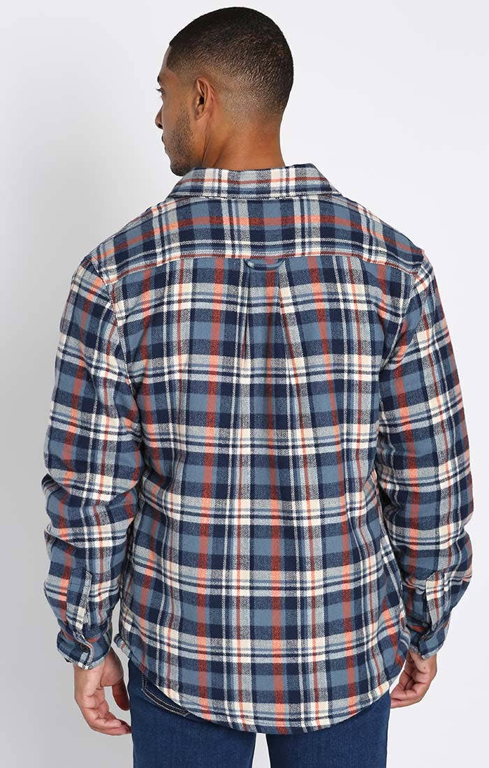 Blue Plaid Sherpa Lined Brushed Flannel