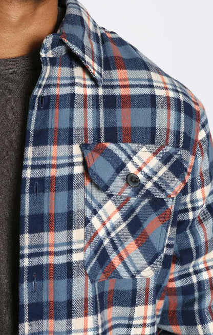 Blue Plaid Sherpa Lined Brushed Flannel