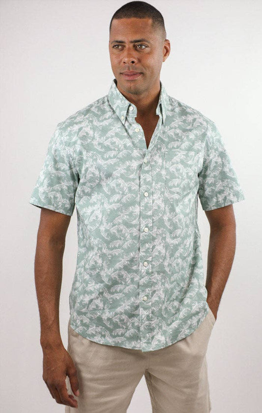 Green Leaf Short Sleeve Oxford Shirt