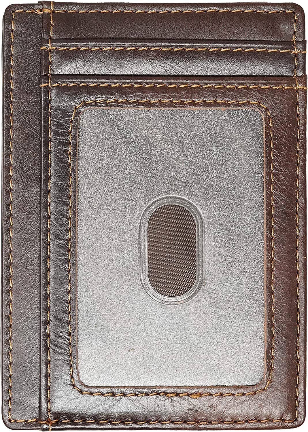 Leather Card Holder Wallet - Coffee Dark Brown