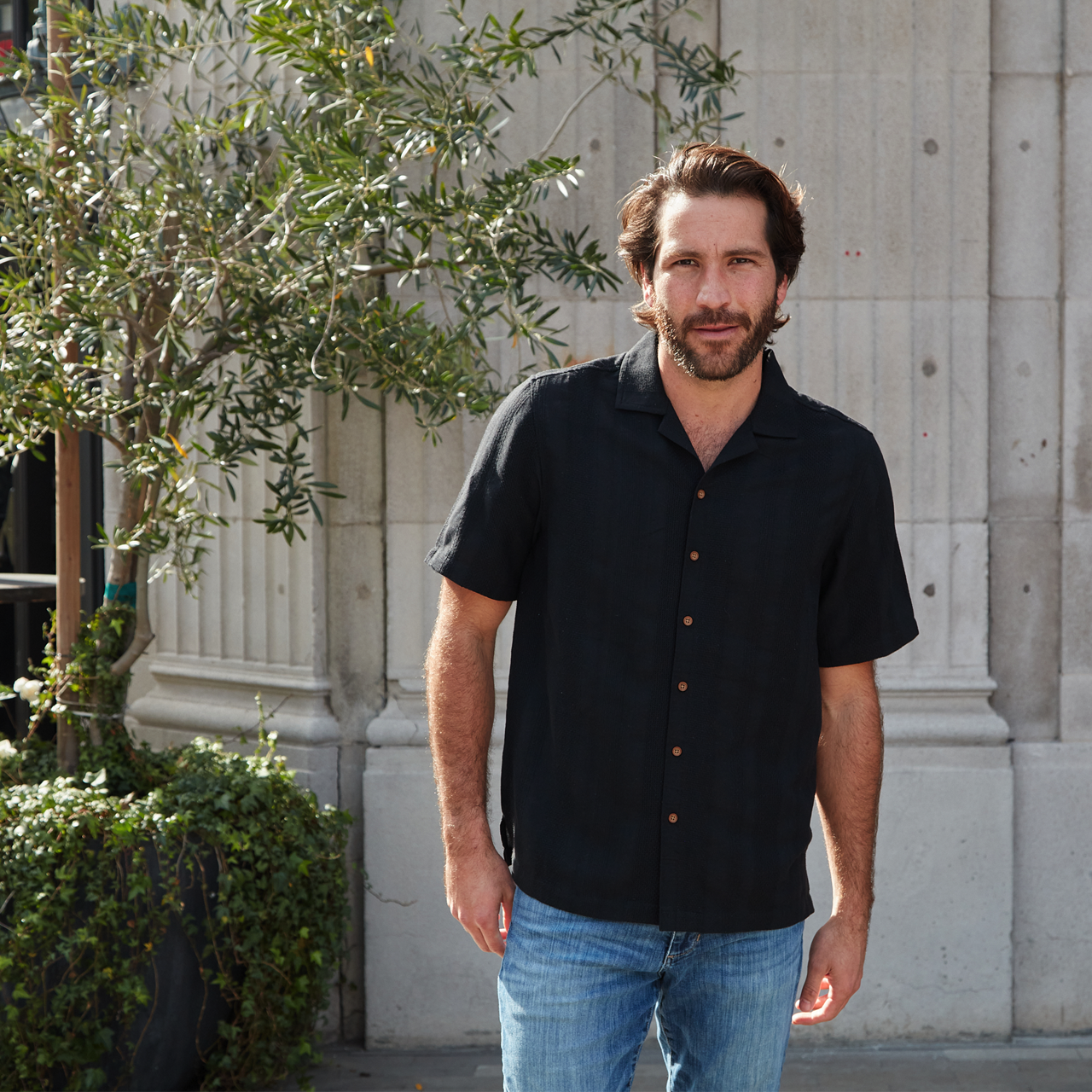 Luis Vertical Stripe Jacquard Shirt