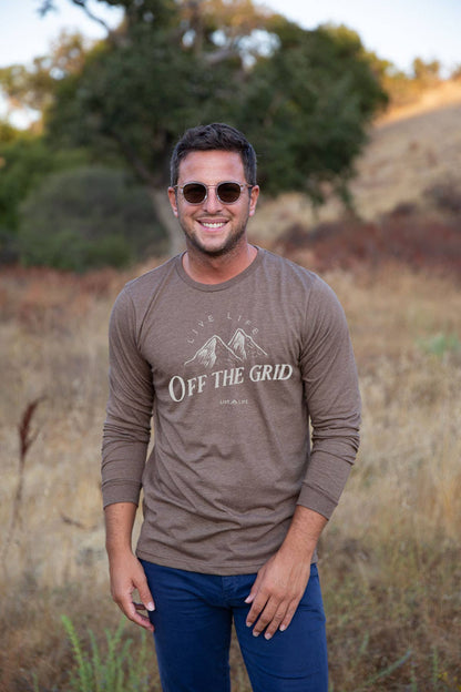 Off the Grid Brown Longsleeve Mens Graphic Tee