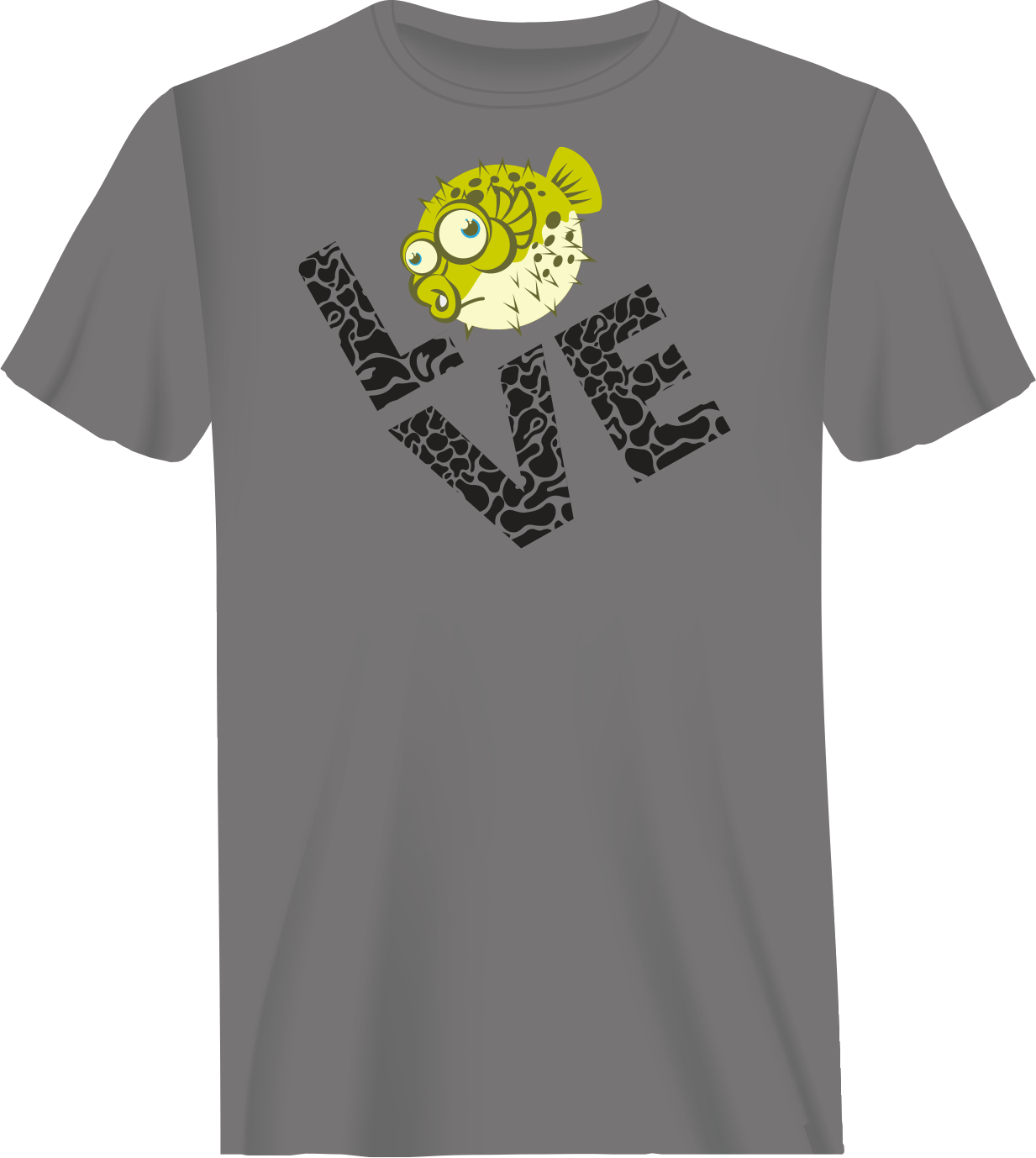 Love Fishing Green Blowfish Globe Man T-Shirt