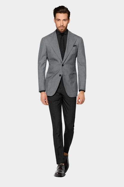 Gray Solid Slim Fit Blazer