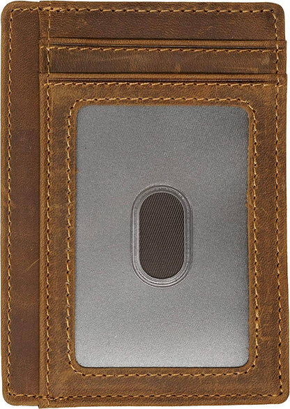 Leather Card Holder Wallet - Light Brown