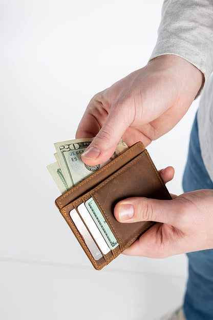 Leather Card Holder Wallet - Light Brown