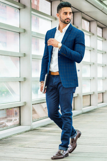 Dark Blue Check Blazer